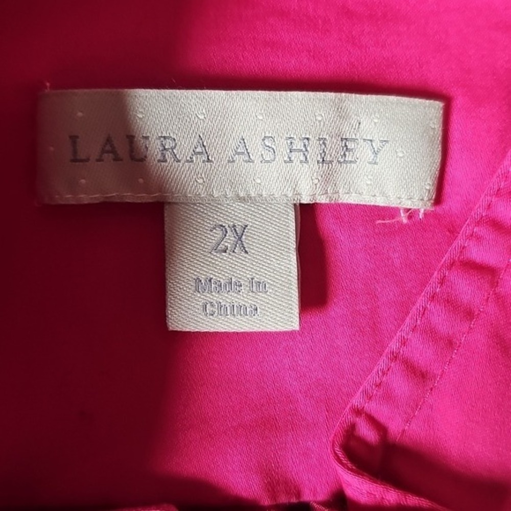 Laura Ashley Barbie Pink Rouched Jacket 3/4 Sleeves, Size 2x - Picture 8 of 9